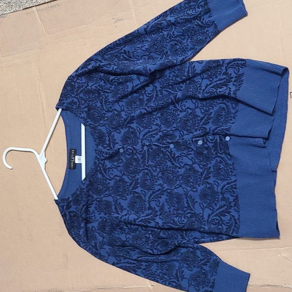 Simply Styled Sweaters - Ladies blue paisley sweater top